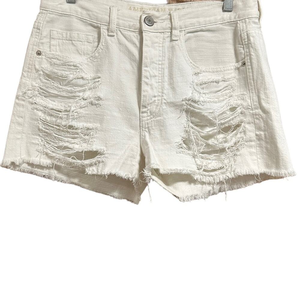American Eagle White High Waist Distressed Denim Jeans Size 4